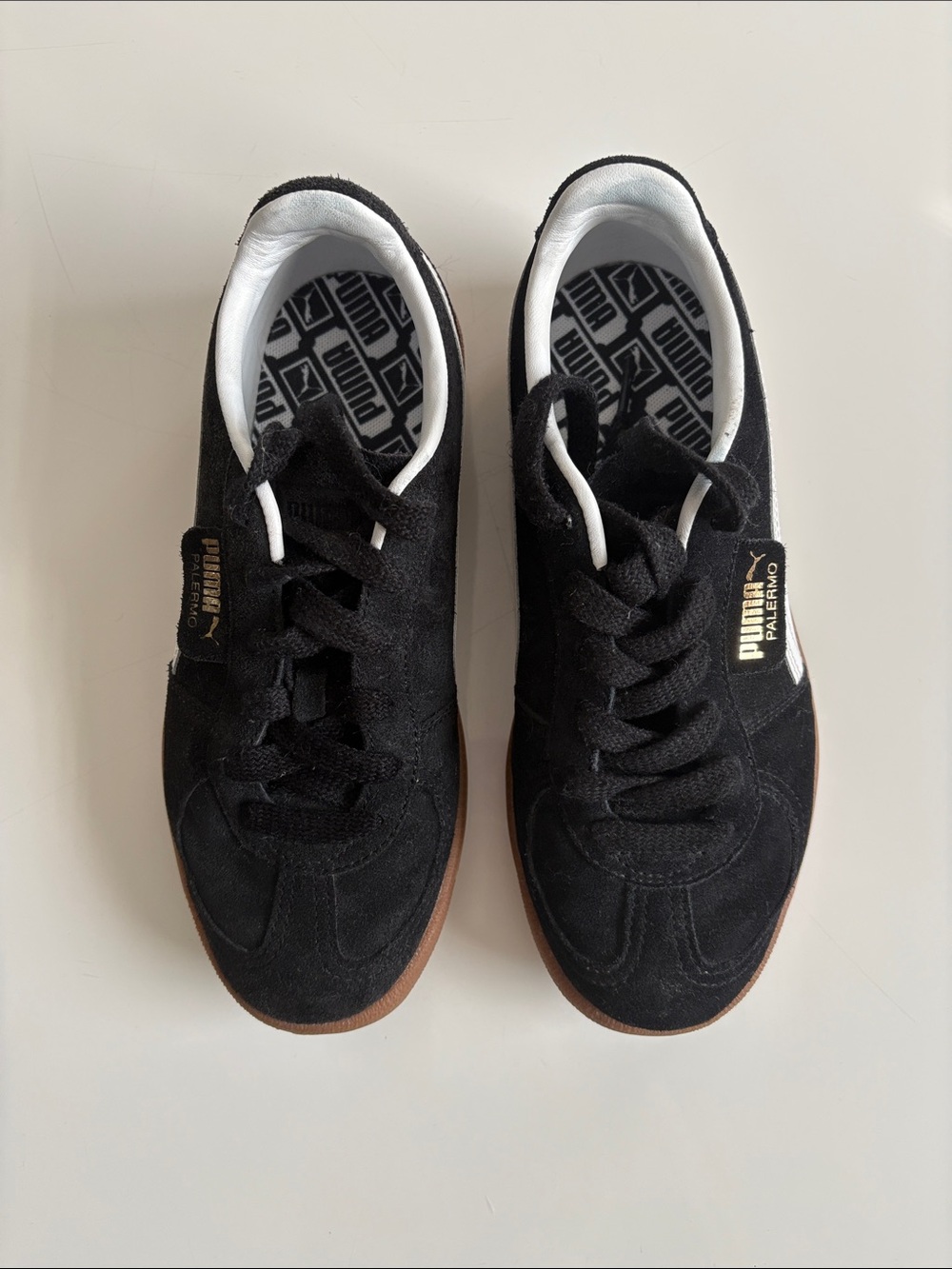 Puma Palermo Sneakers in Black with Gum Sole